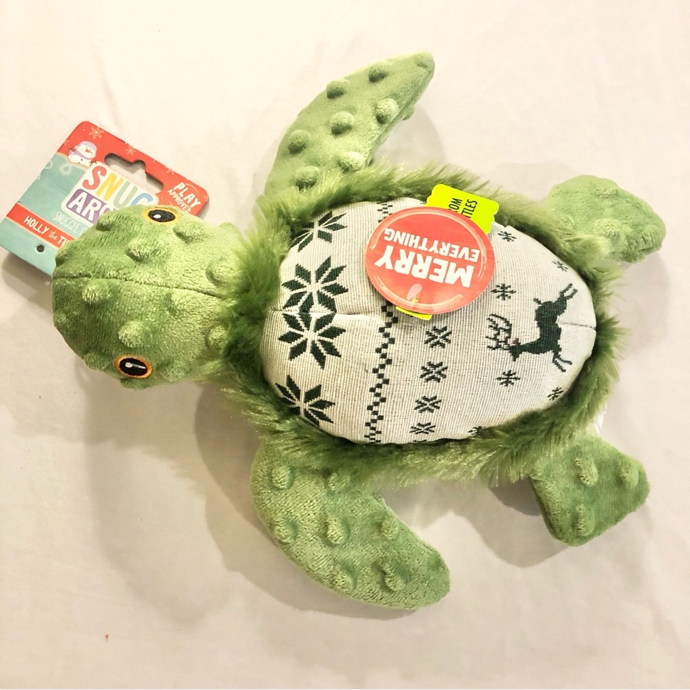 SNUGAROOZ “Holly” The Turtle Crinkle Dog Toy Christmas Plush NWT